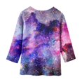 thumbnail image 4 of Galaxy Shirt for Toddler Girls Short Sleeve Starry Print Clothes Outfit Breathable Fashion Girls' Athletic Shirts & Tees,Dark Purple,6-7 Years, 4 of 4