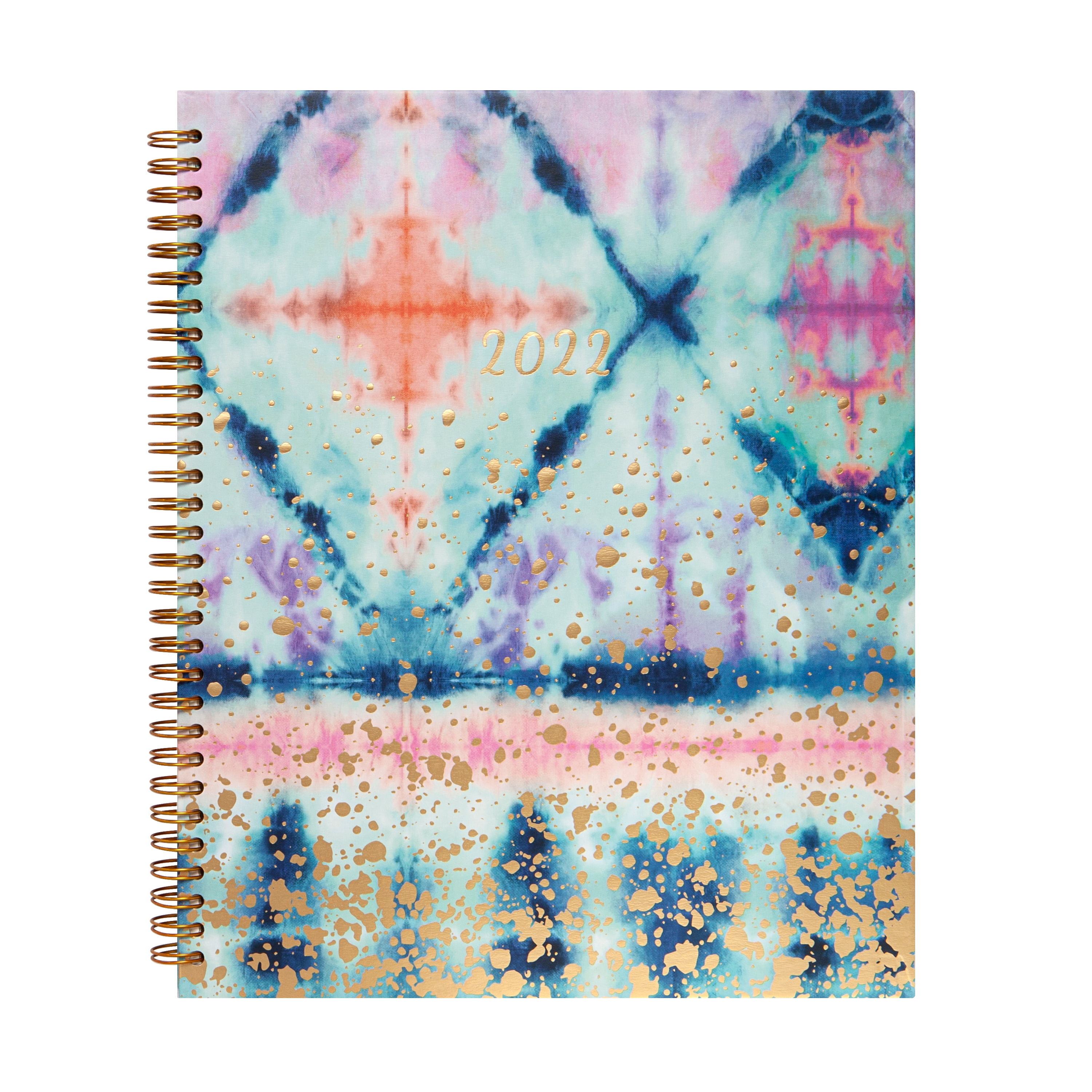 Mintgreen Large Hardcover Spiral Planner, Tie Dye, Recycled, Dated January - December 2022