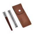 thumbnail image 1 of Palillos de viaje, cubiertos portátiles plegables con estuche de transporte rojo y plata, 1 of 9