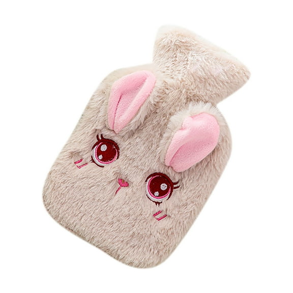 MOQIN Hot Water Bottle, 350ml Small Hot Water Bottle with Cover Warm Water Bag with Soft Premium Faux Fur Cover,Mini Hot-Water Bag for Cold & Hot Compress,Hand Feet Warmer