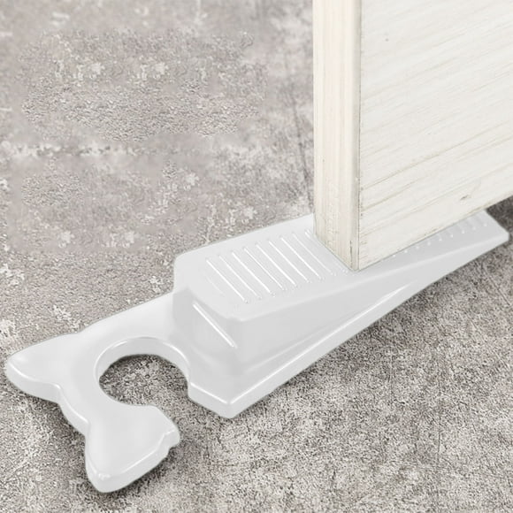 Tope de puerta – Soporte ajustable para la puerta | Cuña de goma antideslizante, diseño de carga por muelle, protección del suelo, blanco o negro | Decoración de orejas de gato | 14x3x3cm