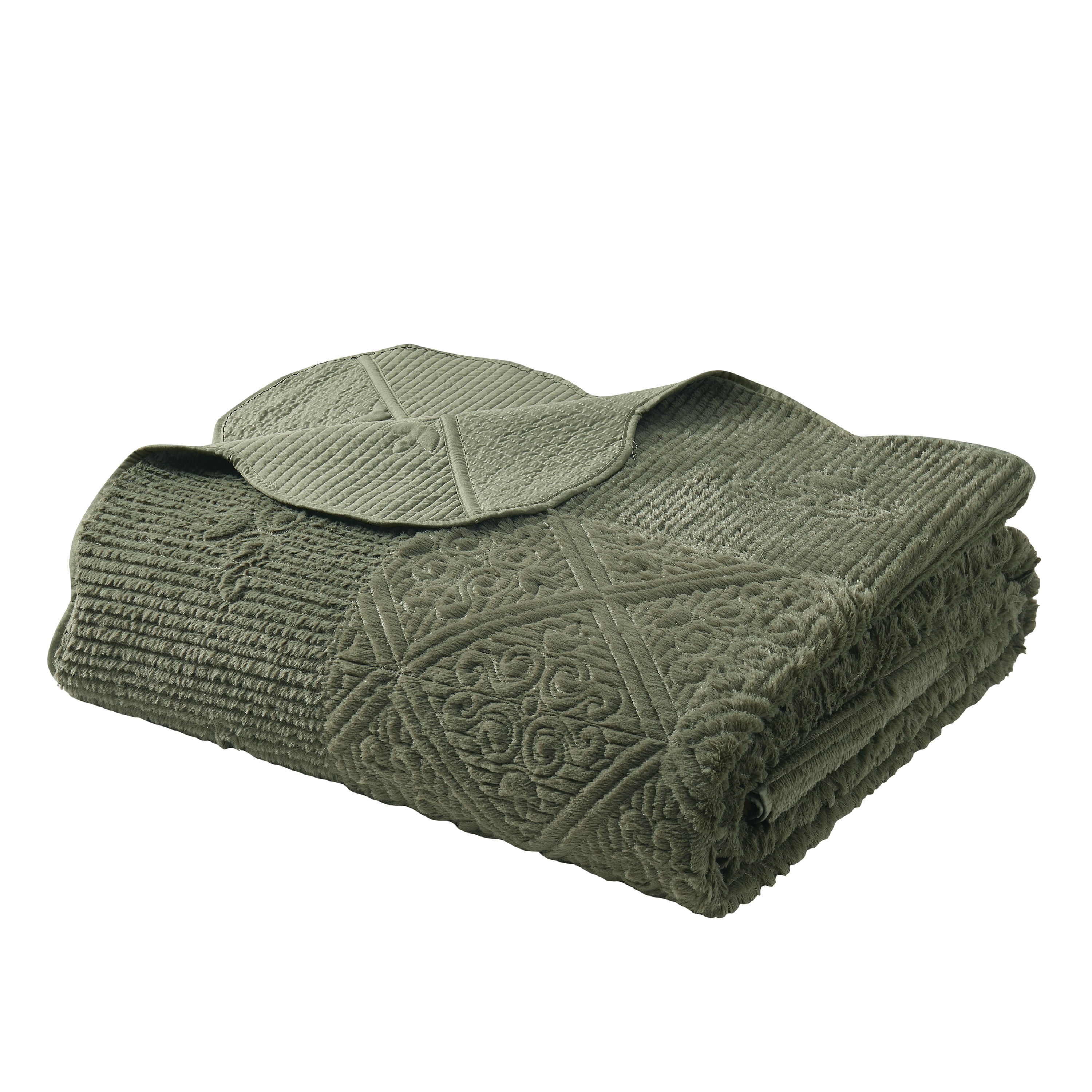 VCNY Home Westland 3-Piece Olive Moss Solid Tile Bedspread Set, King, Adult, Unisex