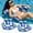 2PCS Blue, variant on Inflatable Pool Float Chair for Adults, Tropical Leaf Floating Lounger with Headrest, Back Support and Wide Armrests for Pool & Lake