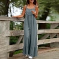 thumbnail image 2 of VBVC Women's Ruffle Hem Wide Leg Overalls , Adjustable Strap Sleeveless Jumpsuit For Women , Ladies' Casual Baggy Romper with Pockets,Gray,S-3XL, 2 of 9