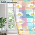 thumbnail image 4 of Yayeee Window Curtains Light Filtering 63"x42" Grommet Panel Pair Home Living Room Decor, Pink Checkered Daisy, 4 of 7