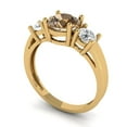 thumbnail image 2 of Three-Stone Engagement Ring for Women - 1.5ct Simulated Champagne Diamond in 18K Yellow Gold Promise Ring, 2 of 6