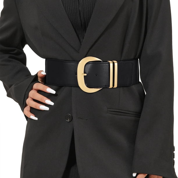 Cinturón WHIPPY para mujer, ancho y elástico, negro, se adapta a 71-84 cm