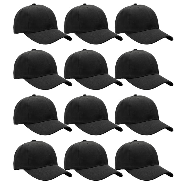 Gorra de béisbol Falari Wholesale Bulk Lot, 12 unidades, color negro