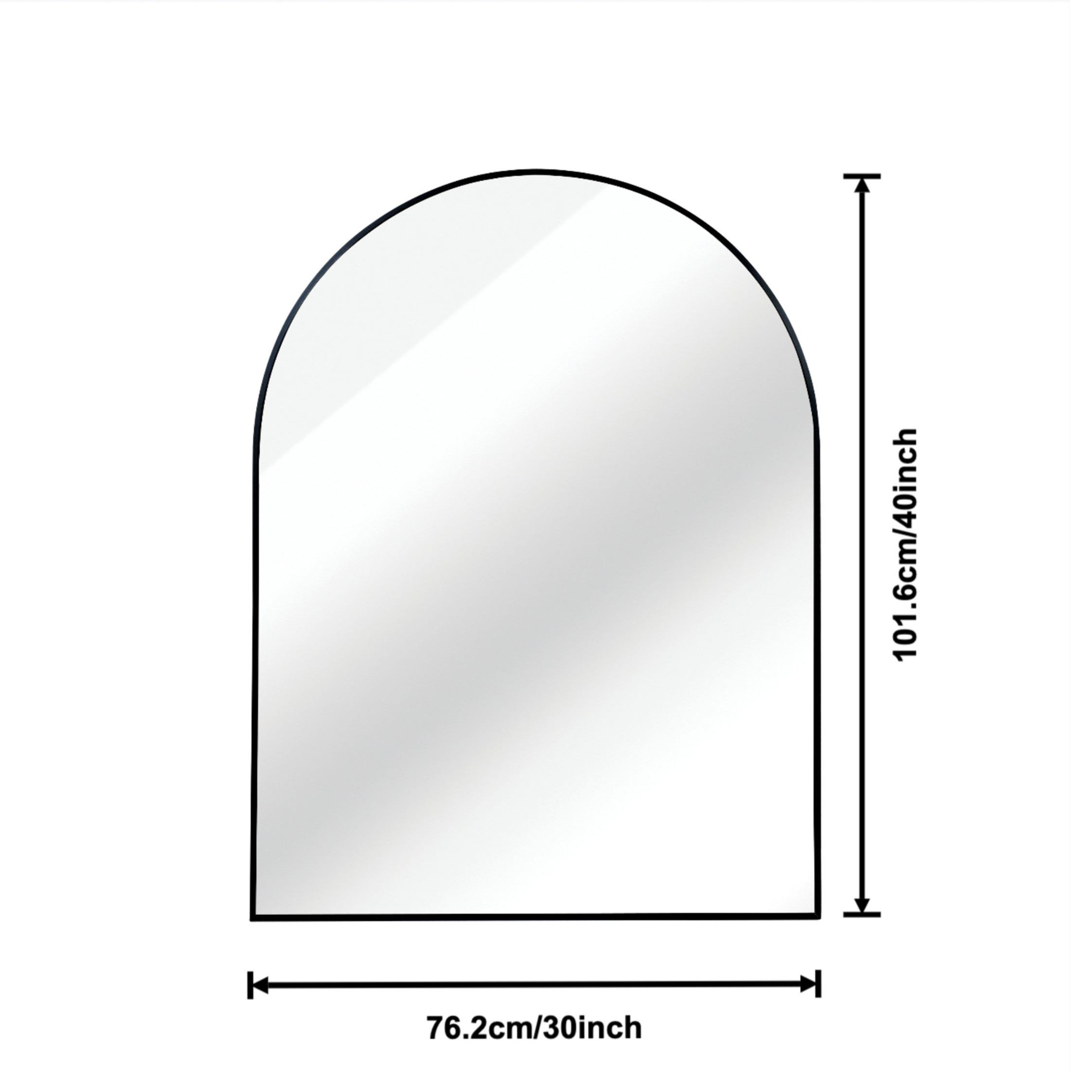 Noble House 30"x40" Arched Metal Wall Mirror, Vanity Mirror for Bathroom, Bedroom & Living Room, Black