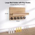thumbnail image 7 of Key Holder for Wall, Decorative Key and Mail Holder with Shelf Has Large Hooks for Bags, Coats, Umbrella – Paulownia Wood Key Hanger with Mounting Hardware (9.8”W x 6.7”H x 4.2”D), 7 of 7