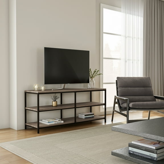 River Street Designs Sage 52" Metal Frame TV Stand, Natural/Black