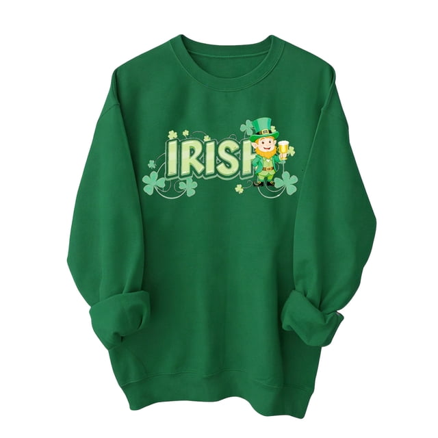 RXMEKW Chandail de la Saint-Patrick pour Femmes, Haut à Manches Longues à Col Rond avec Imprimé des Fêtes, Chandail Graphique Décontracté pour Ados et Adultes