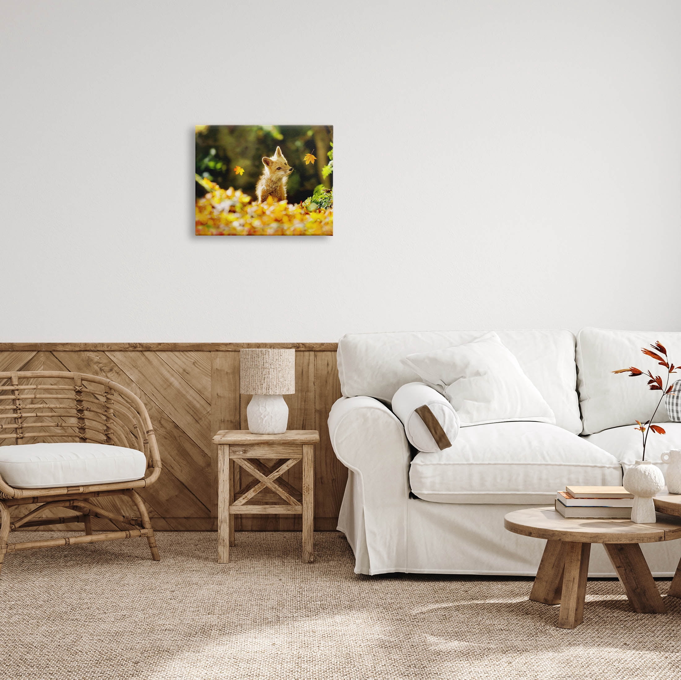 Stupell Industries Fox Watching Autumn Leaves Photograph Gallery Wrapped Canvas Print Wall Art, Design by Carrie Ann Grippo-Pike