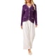 thumbnail image 2 of Suéter de Cardigan de V Cuello para Mujeres INSPIRE CHIC de Manga Larga con Ribete en Contraste, Tejido Acanalado, Talla 2XL, Color Púrpura, 2 of 5