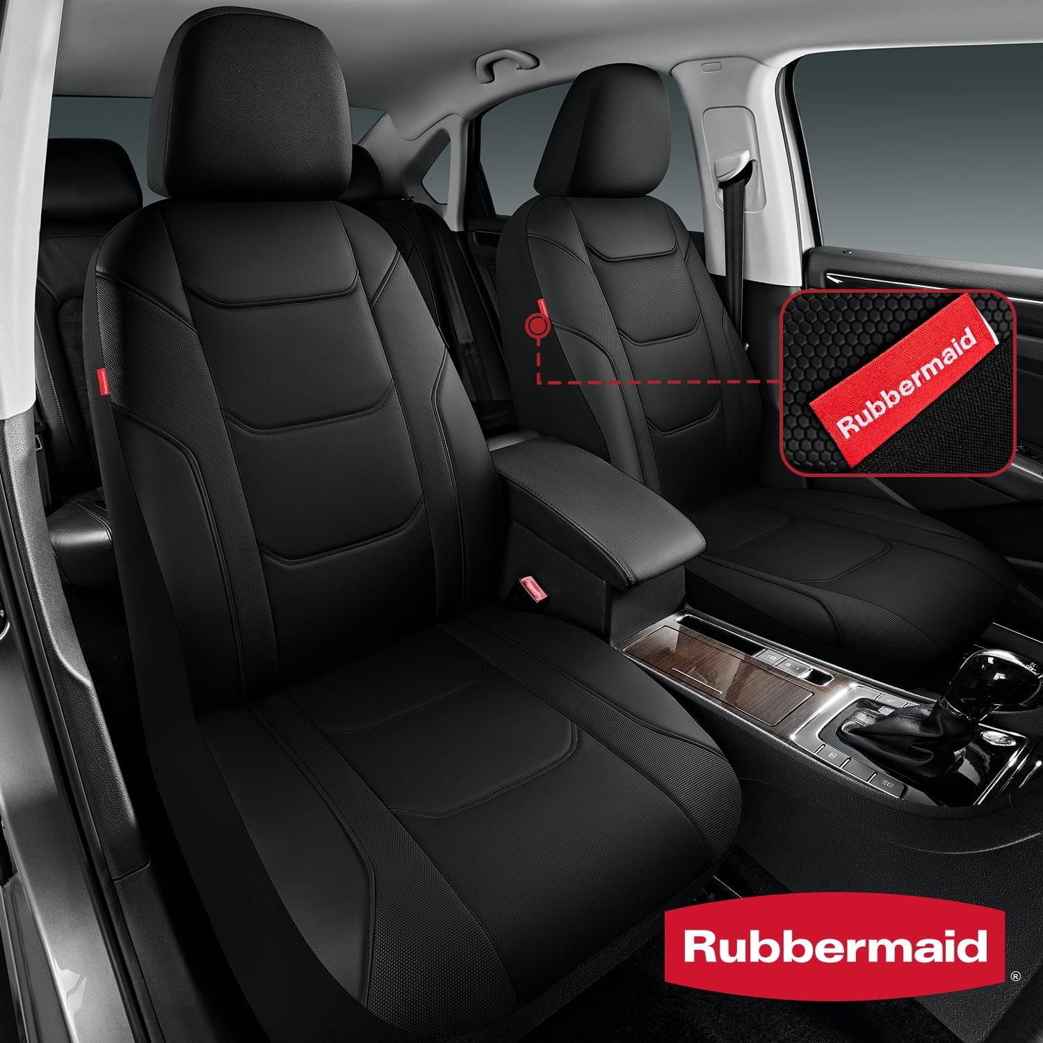 Rubbermaid Leather Car Seat Cover,Front Seat Cover Universal FIT,Waterproof ,Easy to Install for Most Vehicles (Black)