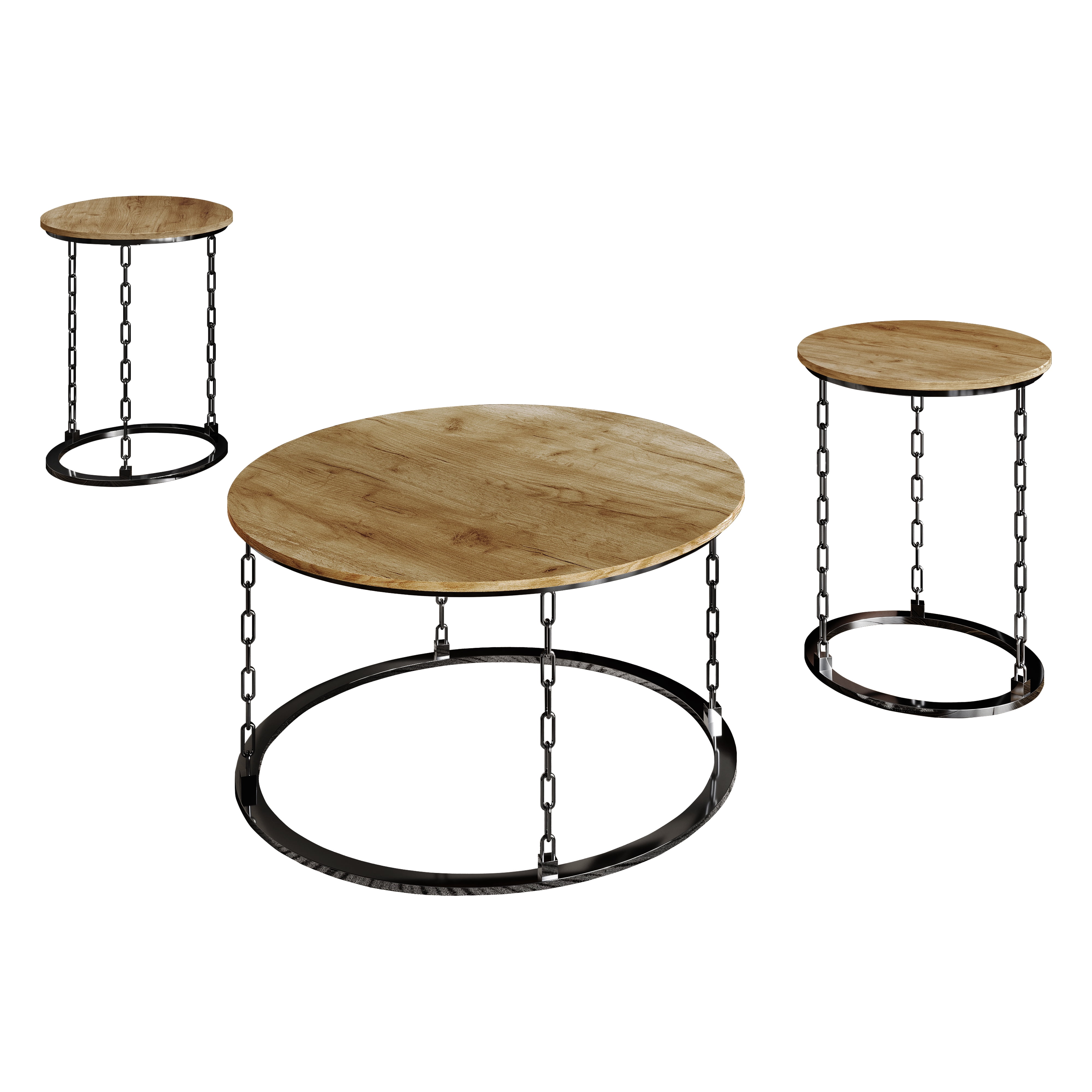 Castle Place Classic 3 Piece Coffee Table Set, Light Oak