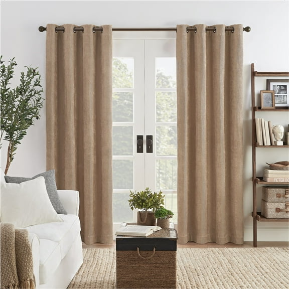 Eclipse Allure Draft Stopper, 100% Blackout Grommet Top Curtain Panel, Taupe, 50 x 95