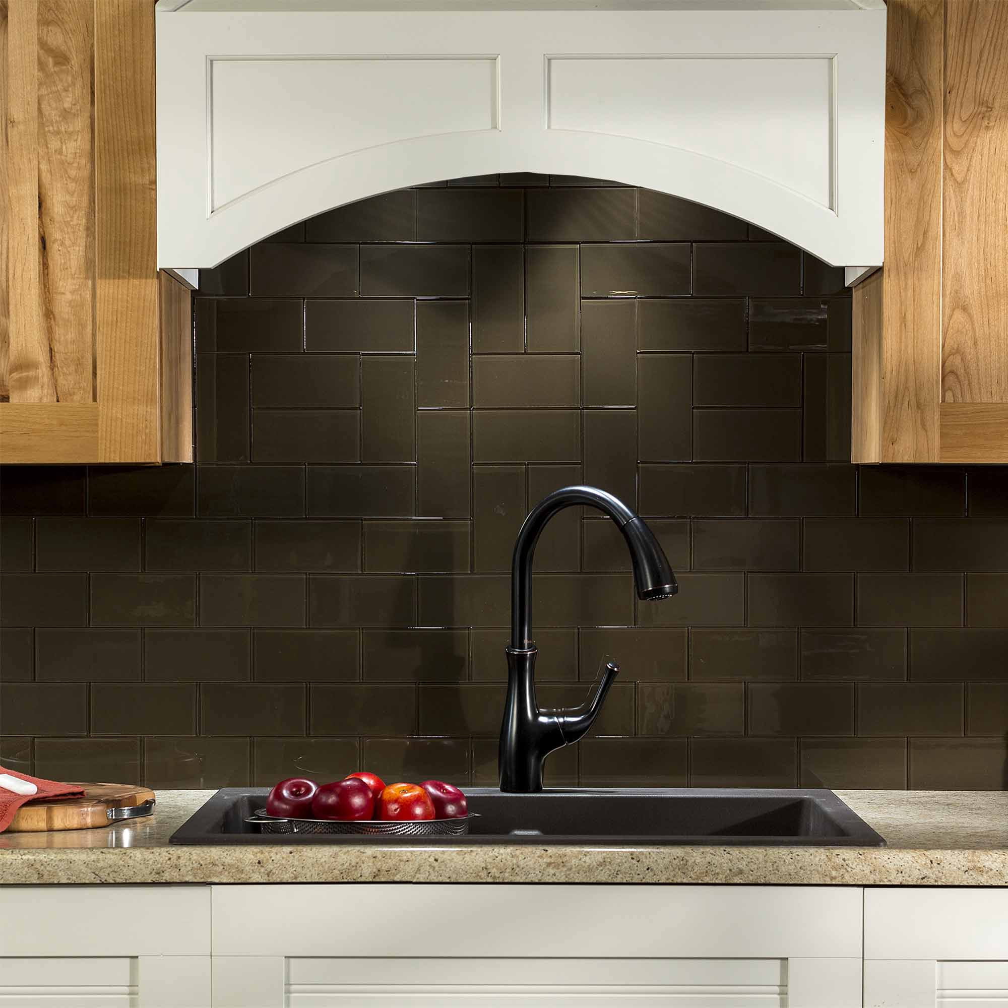 Aspect Peel and Stick Backsplash Leather Glass Tile for Kitchen and Bathrooms (15 sq ft Kit)