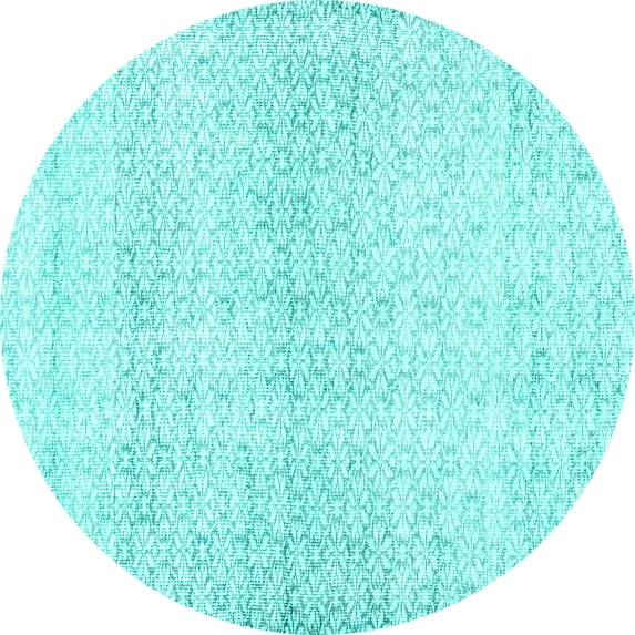 Ahgly Company Machine Washable Indoor Round Persian Turquoise Blue Traditional Area Rugs, 8' Round