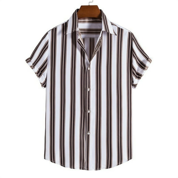 Aayomet Shirts For Men Men Summer Hawaii Lapel Top Printed Turndown Collar Loose Tops Short Sleeved Mens Beach Shirts Black,XL