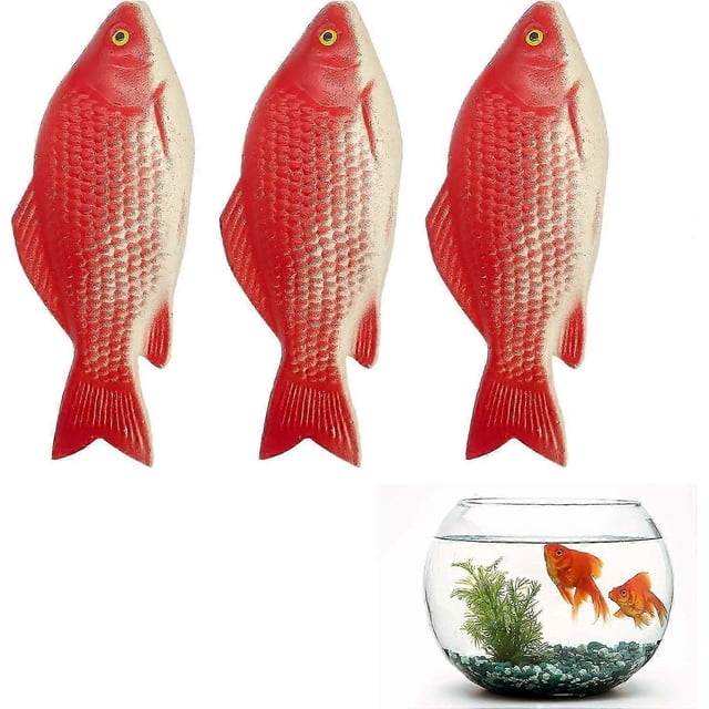 3pcs Artificial Floating Goldfish Plastic Fish Small Fake Red Floating Artificial Goldfish Ornament Real Natural for Aquarium Decoration (Red)