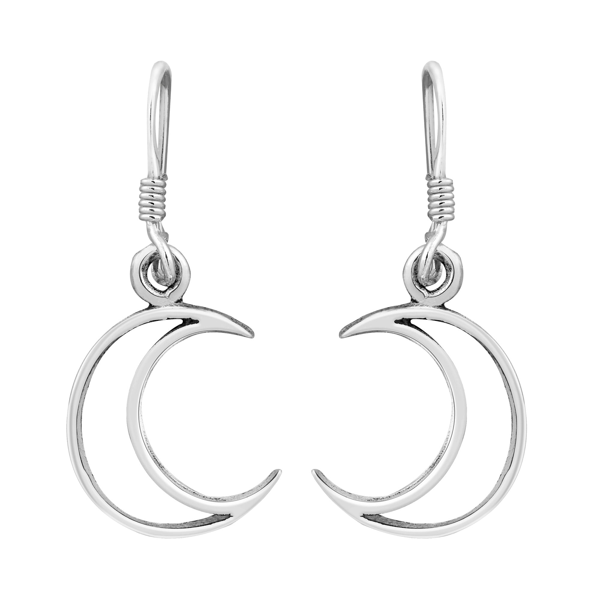 Simple yet Stunning Sterling Silver Crescent Moon Dangle Earrings