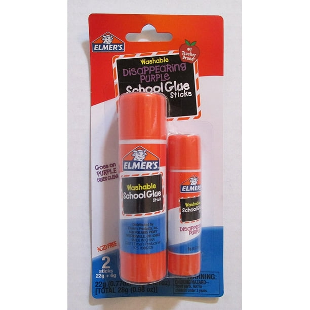 Elmer's Washable Disappearing Purple School Glue Sticks 2 Pk Jumbo and