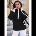 thumbnail image 4 of Sudadera de Mujer con Media Cremallera, Suave y Extragrande, con Bolsillos, Cálida y Afelpada. Negro XL, 4 of 9