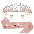 thumbnail image 1 of Juego de corona de 16 cumpleaños y marco dulce de 16 y alfileres de perlas, tiara y corona de cumpleaños para niñas, banda de cumpleaños para niñas, decoraciones dulces de 16 cumpleaños para niñas, re, 1 of 4