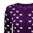 thumbnail image 2 of YEMAK Women's Cute Cat Pattern 3/4 Sleeve Button Down Stylish Cardigan Sweater MK3466-BKB/IVR-M, 2 of 10