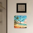 thumbnail image 3 of 10 Inch Wall Clock Battery Operated Silent Clock Decorative for Office, Kitchen, Outdoor, Living Room，Hawaii Beach with Palm Trees Graceful Pattern, 3 of 4