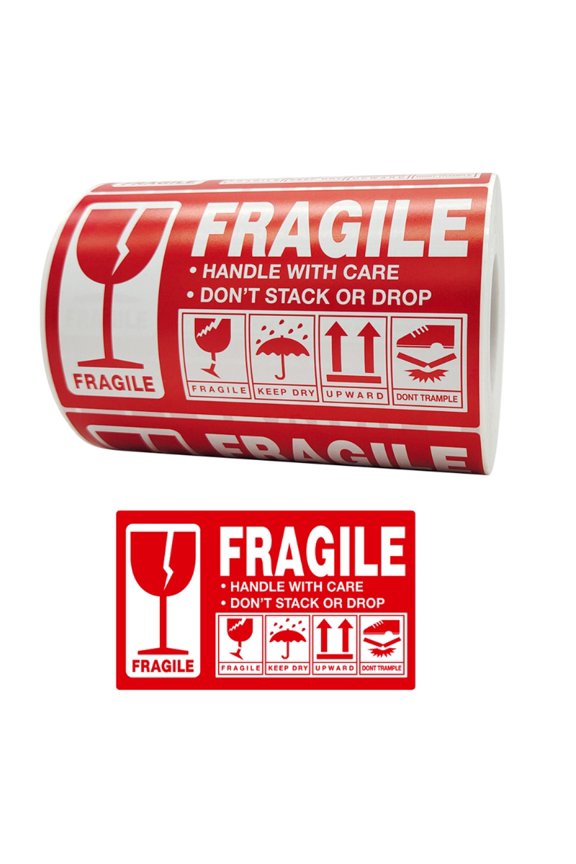 500pcs Fragile Stickers Warning Label Sticker Handle With Care Don't Stack Drop