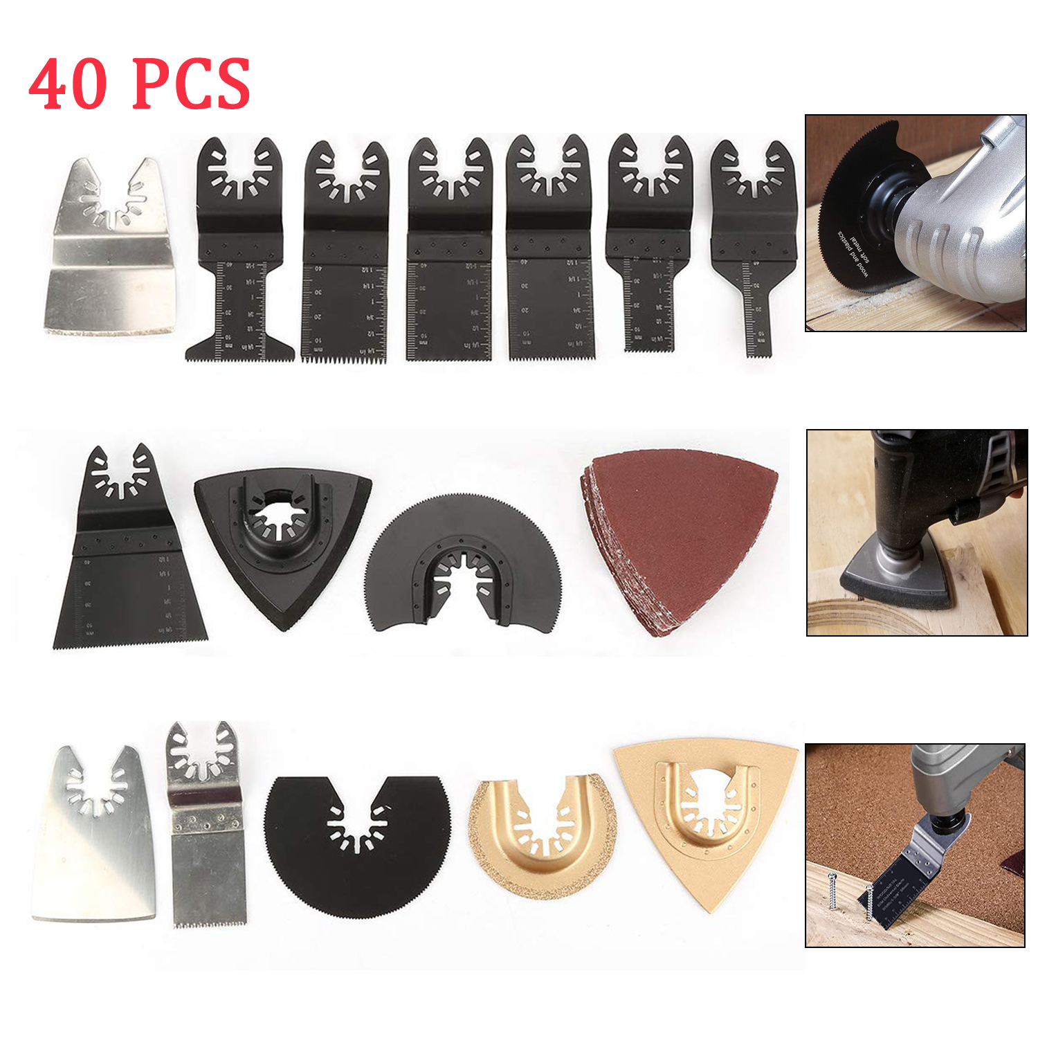 40 Pcs Oscillating Saw Blades, Multi Tool Blades Accessories Kit, Fixdono Precision Scale Multi