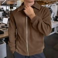 thumbnail image 4 of YLSDY Men's Casual Suede Bomber Jacket Lightweight Collared Full Zip Up Jackets Vintage Faux Leather Jacket Brown S, 4 of 9