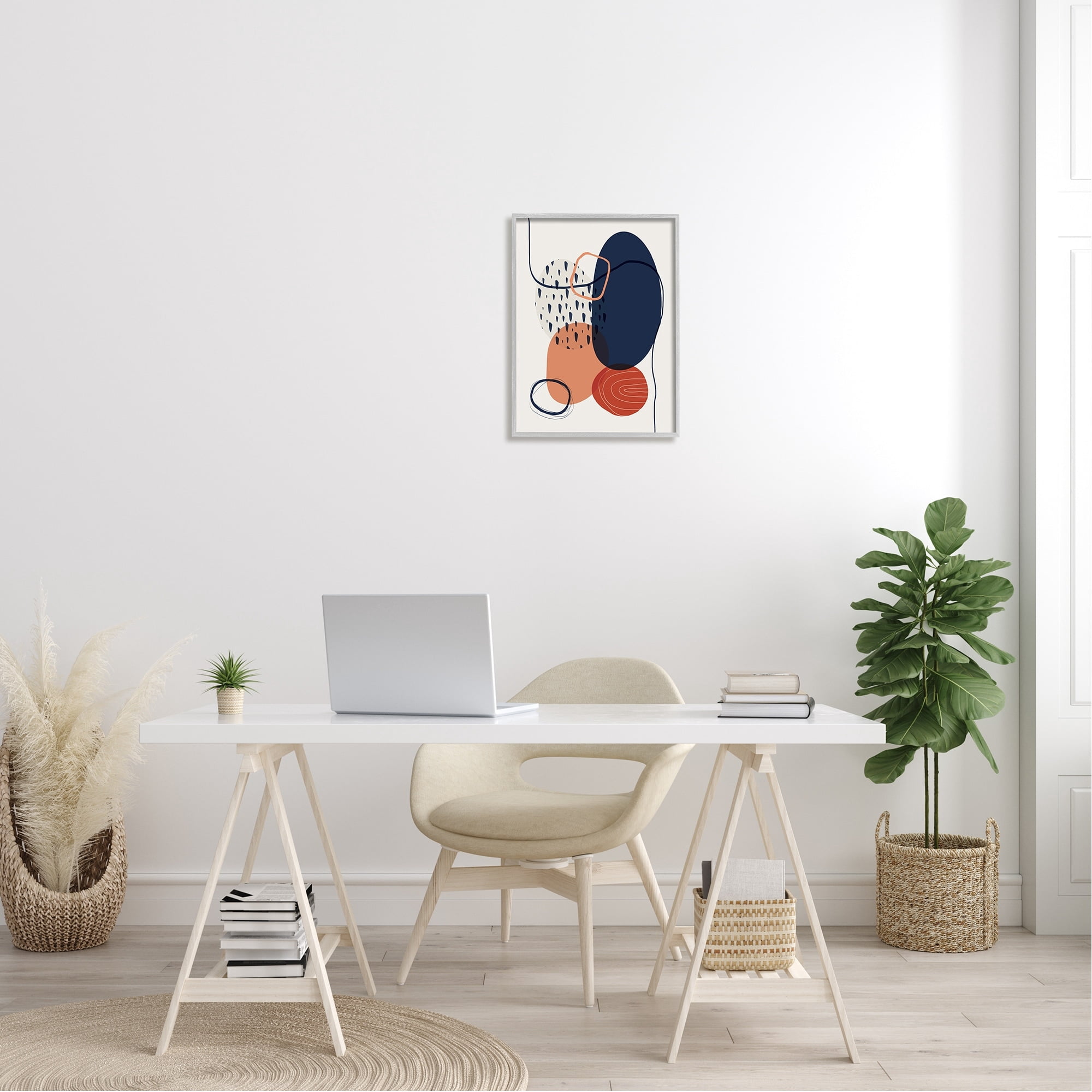 Stupell Industries Bold Patterned Circles Shapes Abstract Blue Line s Framed Wall Art, 16 x 20, Design by Urban Epiphany