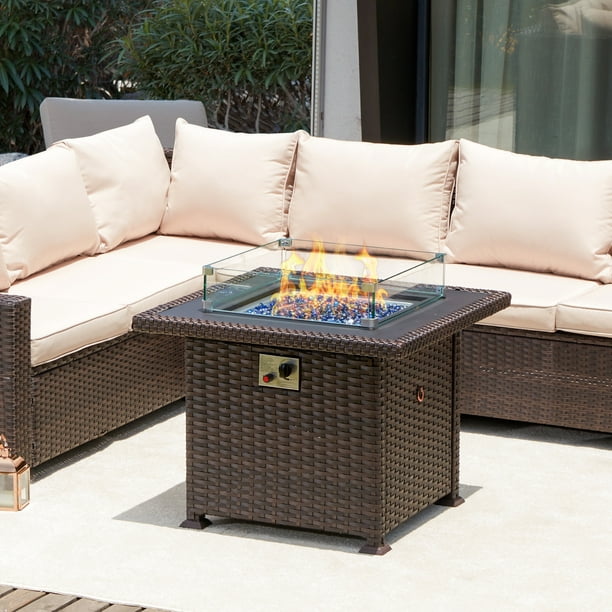 32 Inch Outdoor Propane Fire Pit Table, Montego Fire Pit Table