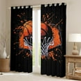 thumbnail image 3 of Feelyou Boys Cartoon Basketball Black Out Curtains, Black Orange Splatter Curtains Pack of 2 (42x63 Each), Eat Sleep Sports Bedroom Curtains, Living Room Curtains Decor, 3 of 7