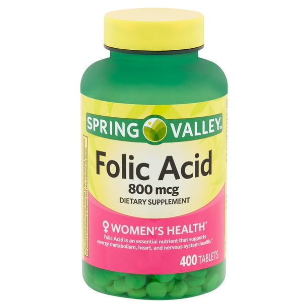 Spring Valley Folic Acid Tablets, 800 mcg, 400 Count
