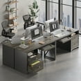 thumbnail image 3 of Bestier 55 inch Computer Desk with Drawers & Keyboard Tray & File Cabinet Home Office Desk in Grey, 3 of 11