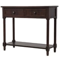 thumbnail image 3 of Console Table,Traditional Design Sofa Table with 2 Storage Drawers and Open Bottom Shelf,Wood Narrow Console Table Buffet Sideboard Table for Living Room Bathroom Hallway,Espresso, 3 of 7