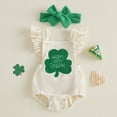 thumbnail image 2 of mgoYE My First St Patricks Day Baby Girl Outfit Newborn Summer Ruffle Romper Corduroy Sleeveless Jumpsuit Cute Summer Clothes(White,3-6 Months), 2 of 6
