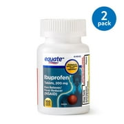 (2 pack) (2 Pack) Equate Pain Relief Ibuprofen Coated Tablets, 200 mg, 100 Ct