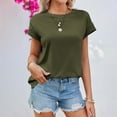 thumbnail image 5 of XUELUO Boho Tops For Women Summer Solid Color Round Neck Short Sleeve Loose Fit Casual Elegant Shirts For Women T Shirts SportswearXXL, 5 of 7
