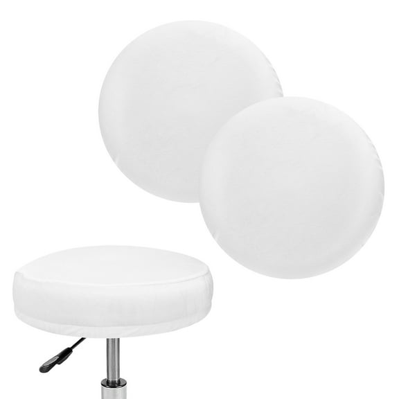 Uxcell 2-Pack Bar Stool Covers Round, for 12-14 Inch Velvet Washable Stool Cushion Slipcover with Elastic Bands [White]