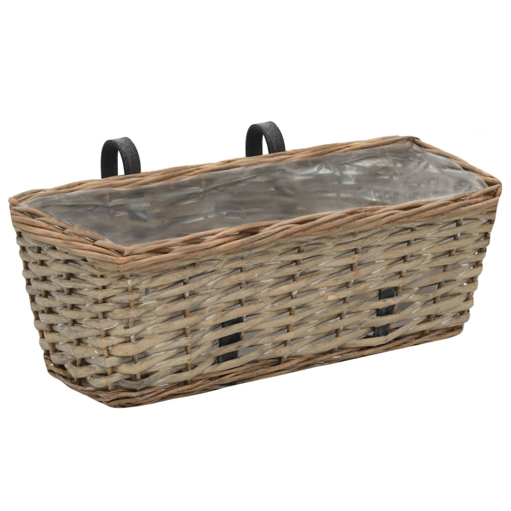 Kepooman 2pcs Planter Wicker with Pe Lining for Balcony Patio Backyard, Brown