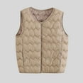 thumbnail image 2 of Womens Full Zip Quilted Vest Crewneck Sleeveless Lightweight Padded Coat Outerwear with Pockets Warm Winter Waistcoat (2XL, Khaki), 2 of 3