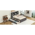 thumbnail image 5 of Newboti Furniture Full Size Platform Bed with Storage Headboard, Charging Station, Twin Size Trundle and 3 Drawers, Antique Brown NO.79313, 5 of 16