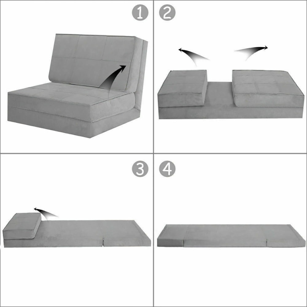 Finihen Convertible Sleeper Bed, Folding Sleeper Chair Sofa Bed, Convertible Lounger Folding Sofa Sleeper Bed, for Living Room, Bedroom, Apartment, Gray Finihen Convertible Sleeper Bed, Folding Sleeper Chair Sofa Bed, Convertible Lounger Folding Sofa Sleeper Bed, for Living Room, Bedroom, Apartment, Gray