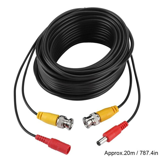 BNC + 2.1mm DC CCTV Extension Cable Video Coax Cable for Commercial Residential (20M)