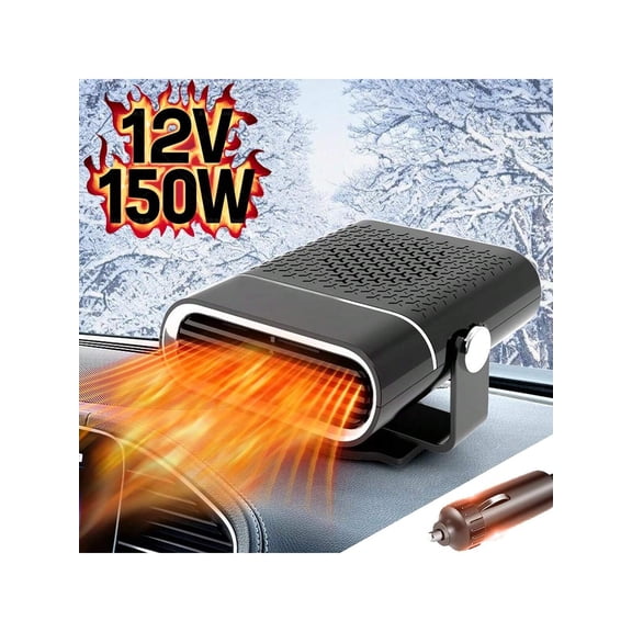 Portable Car Heater 12V 150W Electric Heating Fan Defroster Demister Cooler Rapid Heating for Vehicle Black
